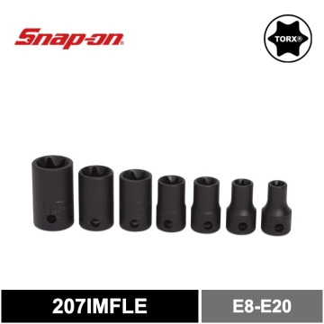 Snap-on 7件式 TORX® 衝擊短套筒組 (E8-E20)