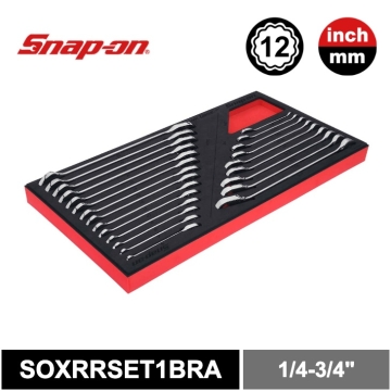 Snap on 23 件組 12角公美規 Flank Drive® Plus 可逆轉棘輪梅開扳手大師級套組（附紅色 PRO-FI™ 泡棉收納盤）