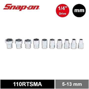Snap-on 10件式 1/4" 6角 Flank Drive® 薄型套筒組 (5-13 mm)