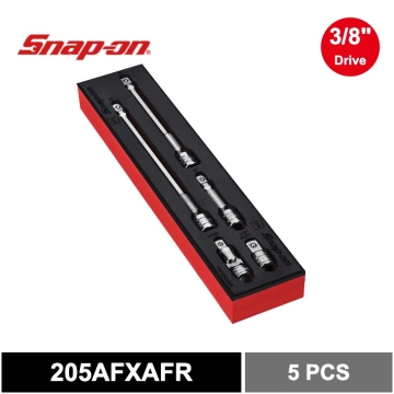 Snap-on 5件式 3/8" 接桿及轉接頭套組 附PRO-FI™ 收納海綿 (紅)