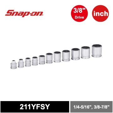 Snap-on 11件式 3/8" 6角 SAE Flank Drive® Xtra 短套筒組 (1/4-7/8")