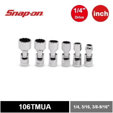 Snap-on 6件式 1/4" 12角 SAE Flank Drive® 萬向短套筒組