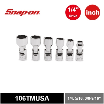 Snap-on 6件式 1/4" 6角 SAE Flank Drive® 萬向短套筒組