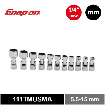 Snap-on 11件式 1/4" 6角 Flank Drive® 萬向短套筒組