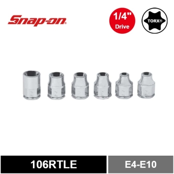 Snap-on 6件式 1/4" 薄型倒置 TORX® 套筒組 (E4-E10)