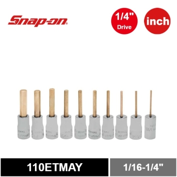 Snap-on 10件式 1/4" SAE 6角 起子套筒組 (1/16-1/4")