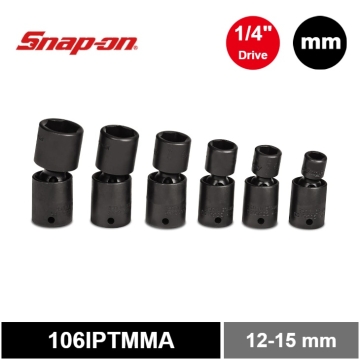 Snap-on 6件式 1/4" 6角 Flank Drive® 短衝擊旋轉套筒組