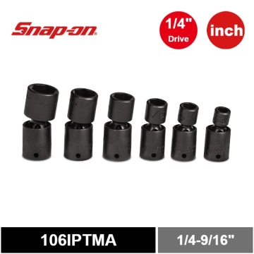 Snap-on 6件式 1/4" 6角 SAE Flank Drive® 短衝擊旋轉套筒組