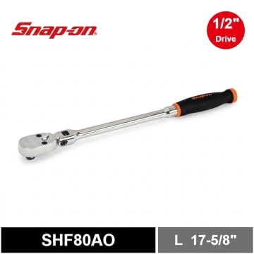 Snap-on 四分 1/2" Dual 80® Technology 專利80齒 棘輪扳手 活動頭 軟握把 (橘色)