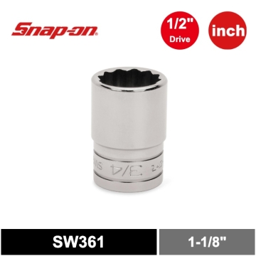 Snap-on 1/2" 傳動 12 角 SAE 1-1/8" Flank Drive® 淺型套筒