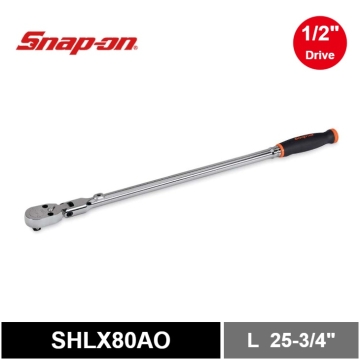 Snap-on 四分 1/2" Dual 80® Technology 專利80齒 加長棘輪扳手 可固定 活動頭 軟握把(橘色)