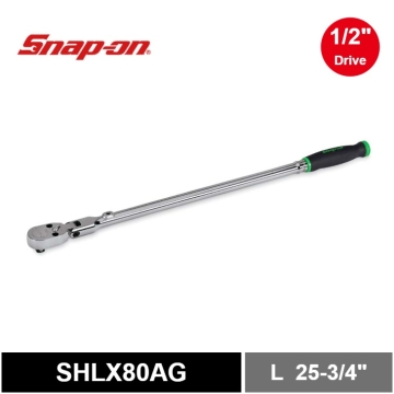 Snap-on 四分 1/2" Dual 80® Technology 專利80齒 加長棘輪扳手 可固定 活動頭 軟握把(綠色)