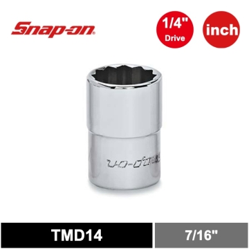 Snap-on 1/4" 二分 12角 SAE Flank Drive® 短套筒 7/16"