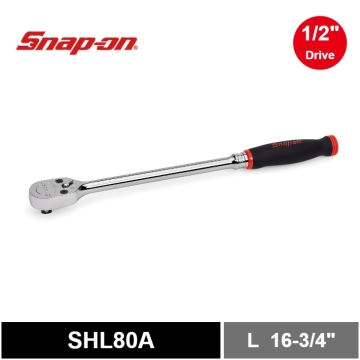 Snap-on 四分 1/2" Dual 80® Technology 專利80齒 加長棘輪扳手 軟握把(紅色)