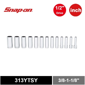 Snap-on 13件式 1/2" SAE Flank Drive® Xtra 長套筒套組 (3/8-1-1/8")