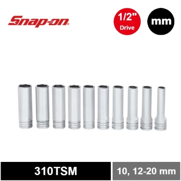Snap-on 10件式 1/2" 6角 Flank Drive® 長套筒套組