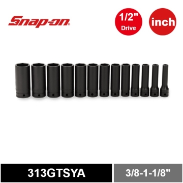 Snap-on 13件式 1/2" 6角 SAE Flank Drive® 長套筒套組 (3/8-1-1/8")