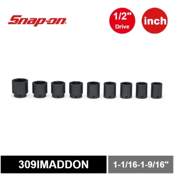 Snap-on 13件式 1/2" 12角 SAE Flank Drive® 衝擊短套筒套組 (3/8-1-1/4")
