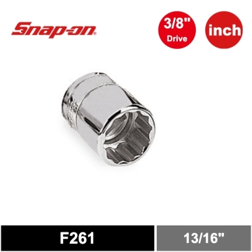 Snap-on  3/8" 傳動 12 角 SAE 13/16" Flank Drive® 淺型套筒