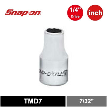 Snap-on 1/4" 二分 12角 SAE Flank Drive® 短套筒 7/32"