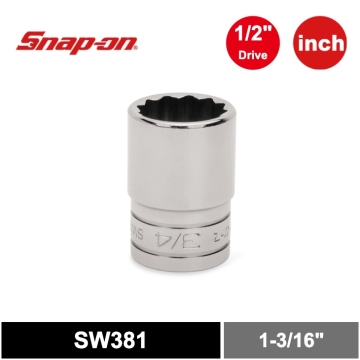 Snap-on  1/2" 傳動 12 角 SAE 1-3/16" Flank Drive® 淺型套筒