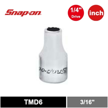 Snap-on 1/4" 二分 12角 SAE Flank Drive® 短套筒 3/16"