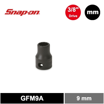 Snap-on  3/8" Drive 12角 公制 9mm Flank Drive®工業級淺型套筒