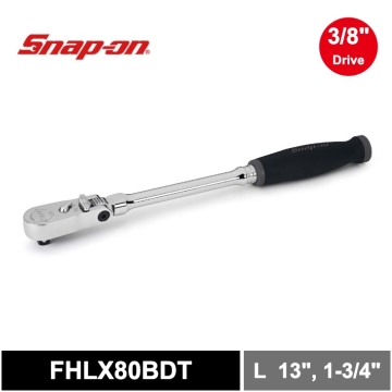 Snap-on 3/8" Dual 80® 3分 軟握把長柄搖頭可鎖式雙向棘輪扳手 (鈦灰)