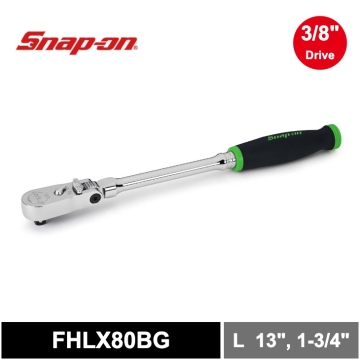 Snap-on 3/8" Dual 80® 3分 軟握把長柄搖頭可鎖式雙向棘輪扳手 (綠色)