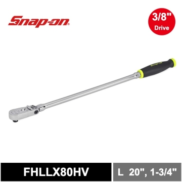 Snap-on 三分 3/8" Dual 80® Technology 專利80齒 特長棘輪扳手 可固定 活動頭 軟握把 (螢光黃)
