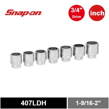 Snap-on® 7 件組 3/4" Drive 12 角 SAE Flank Drive® 淺口手動套筒組