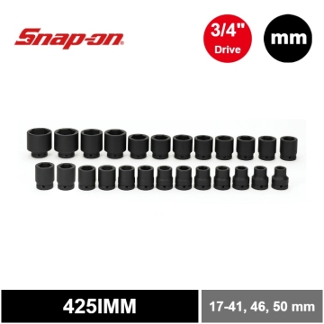 Snap-on® 25 件組 3/4" Drive 6 角公制 Flank Drive® 淺口氣動套筒組