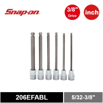 Snap-on 6件式 3/8" SAE 六角球型起子頭長套筒組 (5/32-3/8")