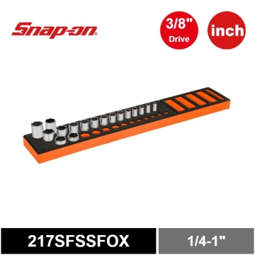 Snap-on 17件式 3/8" 6角 SAE Flank Drive® 短/中長/長筒組合 及 PRO-FI™ 泡棉組 (1/4–1") (橘色)