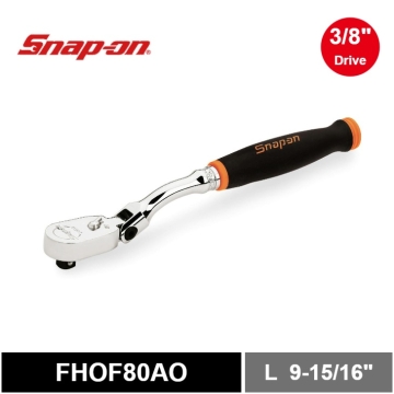 Snap-on 三分 3/8" Dual 80® Technology 專利80齒 標準彎頭棘輪扳手 活動頭 軟握把 (橘色)