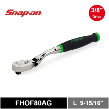 Snap-on 三分 3/8" Dual 80® Technology 專利80齒 標準彎頭棘輪扳手 活動頭 軟握把 (綠色)