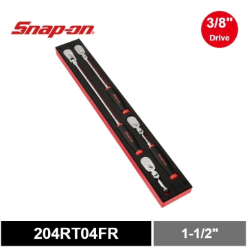 Snap-on 4件式 三分 3/8" Dual 80® Technology 專利80齒  PRO-FI™ 棘輪扳手 工具組 活動頭 軟握把 (紅色)