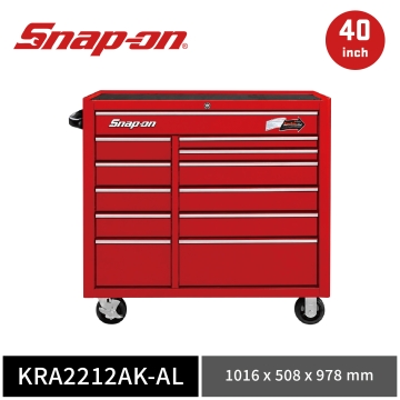 Snap-on 40" 經典款 雙列12抽工具車 (紅／銀色鋁飾條)